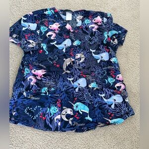Whale/fish scrub top